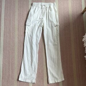 Linen White Cargo Pants